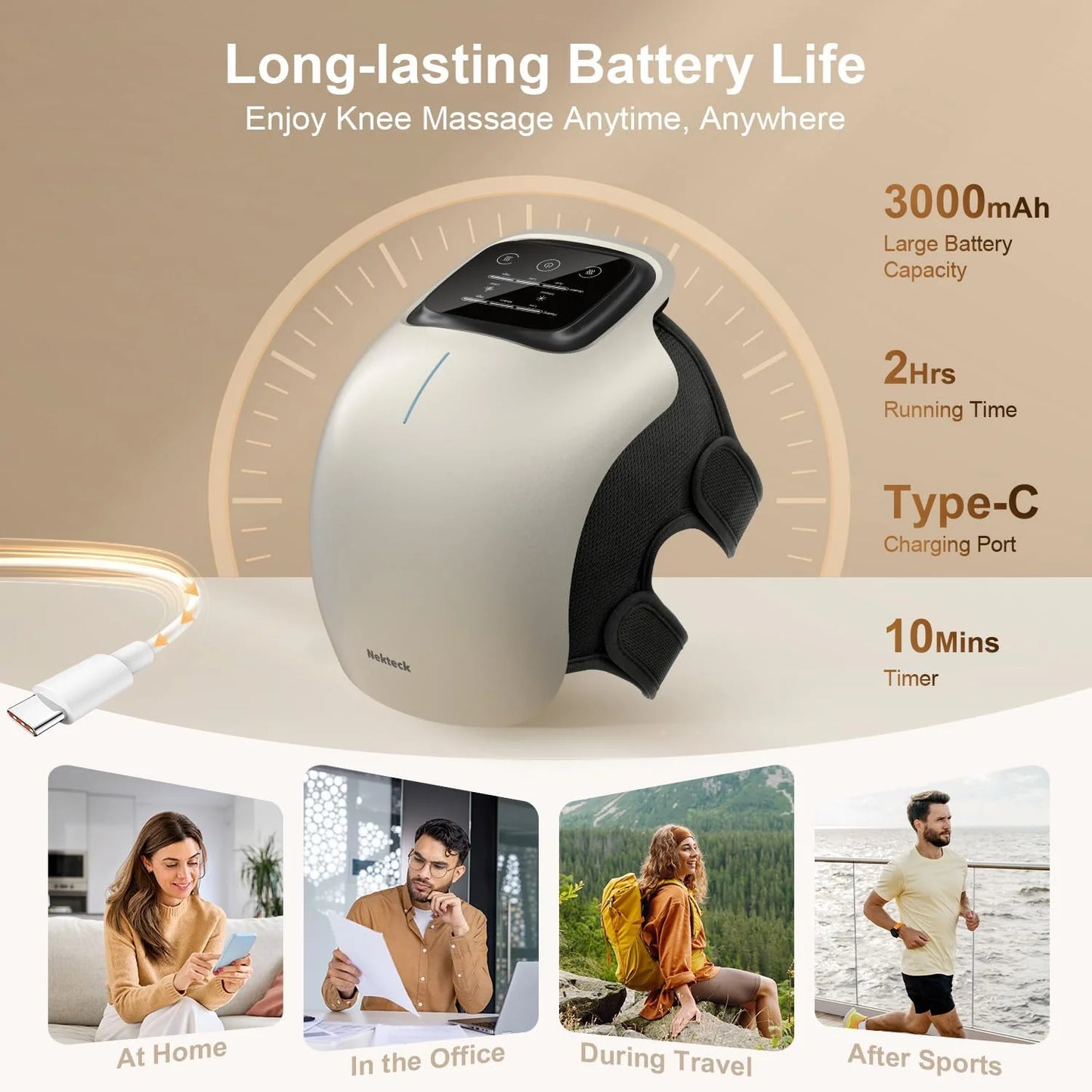 EliteRelax™ Knee Massager, Cordless 3-in-1 Knee Massage