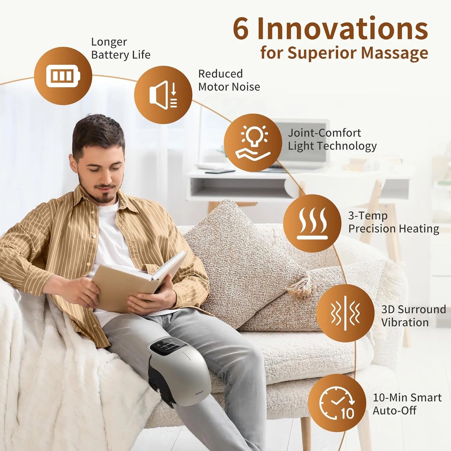 EliteRelax™ Knee Massager, Cordless 3-in-1 Knee Massage